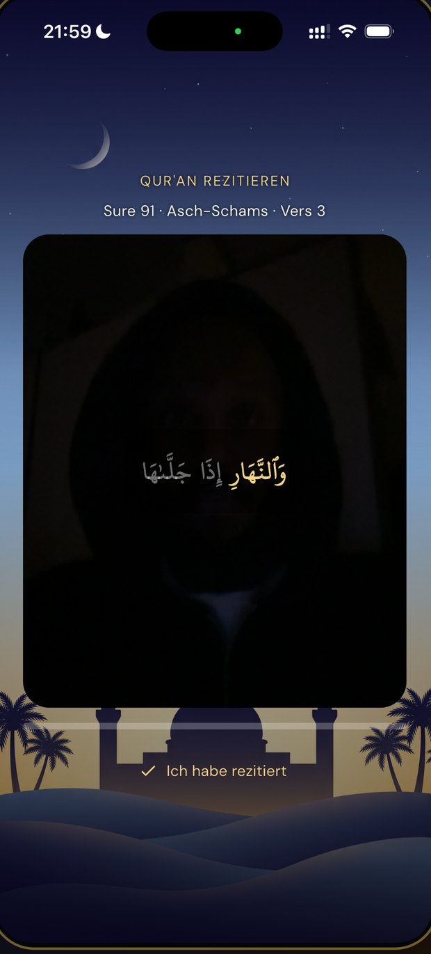 Mission: recite the shown Qur’an verse — the app listens