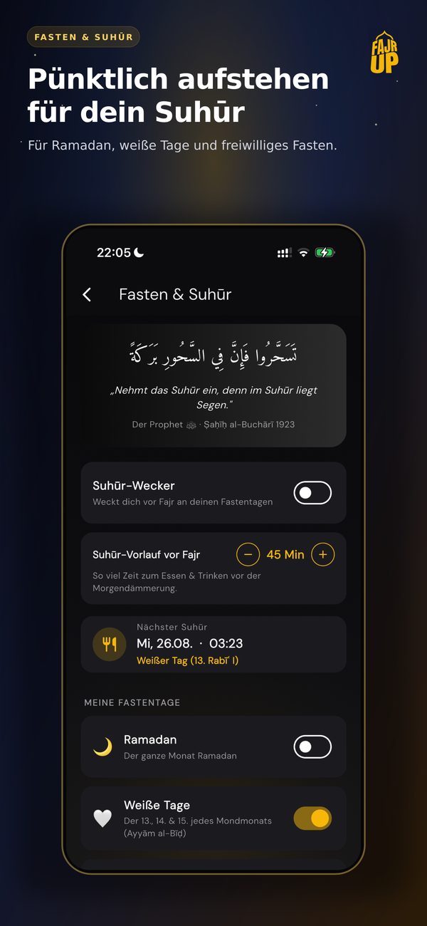 Fasting and Suhūr alarm